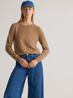 Quince Camel Mongolian Cashmere Crewneck Sweater Size L